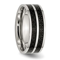 Chisel Stainless Steel Polished Band with Double Row Black Carbon Fiber Inlay 8mm view 4