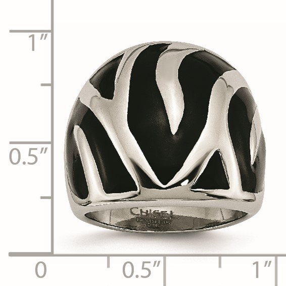 Stainless Steel Polished and Enameled Ring
