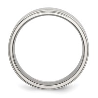 Chisel Stainless Steel Polished Band with Brushed Center 8mm Ridged Edge view 2