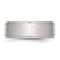 Chisel Stainless Steel Polished Band with Brushed Center 8mm Ridged Edge view 3