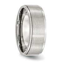 Chisel Stainless Steel Polished Band with Brushed Center 8mm Ridged Edge view 4