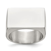 Stainless Steel Polished Signet Ring view 1