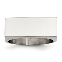 Stainless Steel Polished Signet Ring view 1
