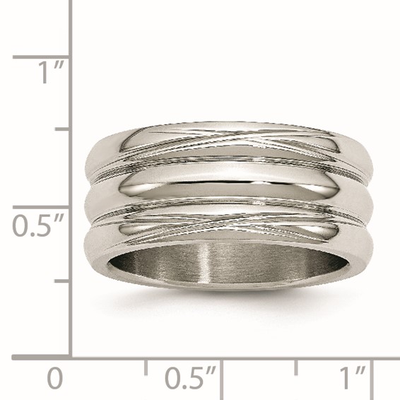 Stainless Steel Polished 10mm Grooved Band