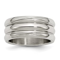 Stainless Steel Polished 10mm Grooved Band view 1