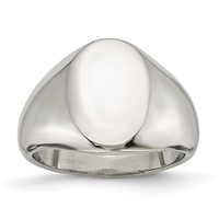 Stainless Steel Polished Oval Signet Ring view 1