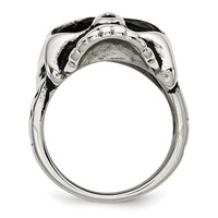Stainless Steel Antiqued and Polished Skull Ring view 2
