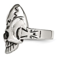 Stainless Steel Antiqued and Polished Skull Ring view 3