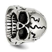 Stainless Steel Antiqued and Polished Skull Ring view 5