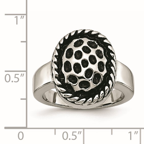 Stainless Steel Polished and Antiqued Ring