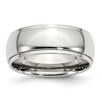 Chisel Stainless Steel Polished 8mm Ridged Edge Band view 1