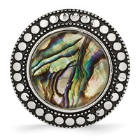 Stainless Steel Antiqued and Polished Imitation Abalone Ring view 4