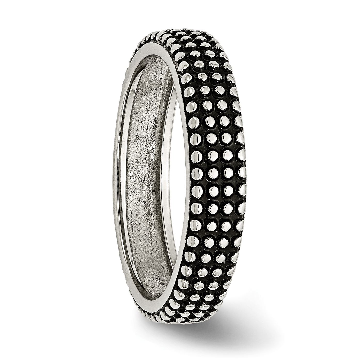 Stainless Steel Polished and Antiqued 5mm Band