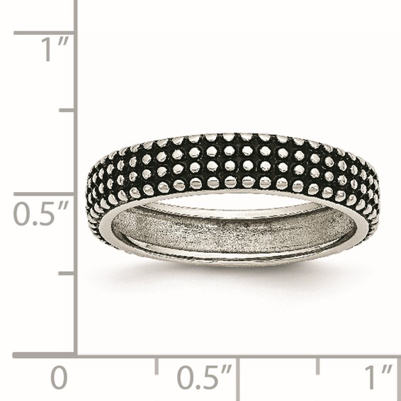 Stainless Steel Polished and Antiqued 5mm Band