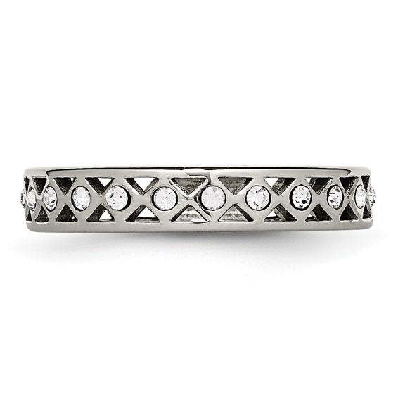 Stainless Steel Polished w/Crystal 4.5mm Band