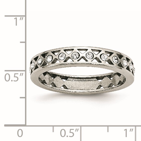 Stainless Steel Polished w/Crystal 4.5mm Band