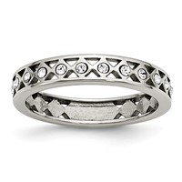 Stainless Steel Polished Band with Crystal 4.5mm view 1
