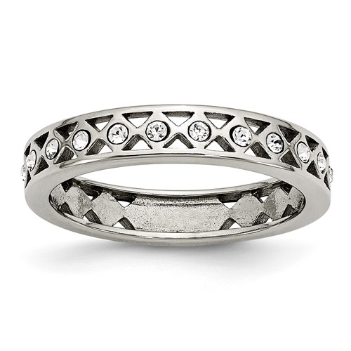 Stainless Steel Polished Band with Crystal 4.5mm