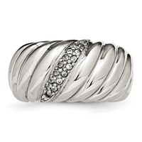 Stainless Steel Polished CZ Ring view 4