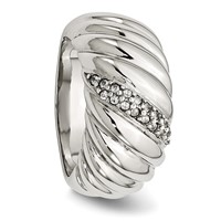 Stainless Steel Polished CZ Ring view 5