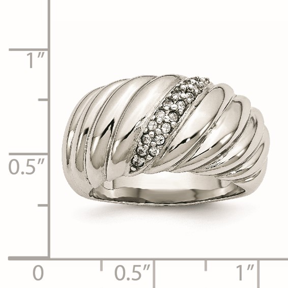 Stainless Steel Polished CZ Ring