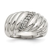Stainless Steel Polished CZ Ring view 1