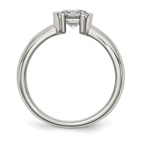 Stainless Steel Polished CZ Ring view 2