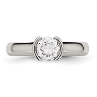 Stainless Steel Polished CZ Ring view 4
