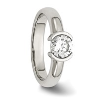 Stainless Steel Polished CZ Ring view 5