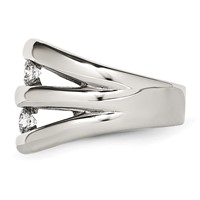 Chisel Stainless Steel Polished CZ Ring view 3