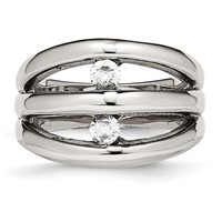 Chisel Stainless Steel Polished CZ Ring view 4