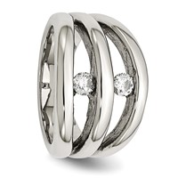 Chisel Stainless Steel Polished CZ Ring view 5