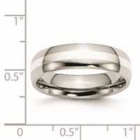 Chisel Stainless Steel Band with Sterling Silver Inlay Polished 6mm view 5