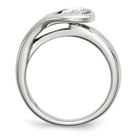 Chisel Stainless Steel Polished CZ Ring view 2