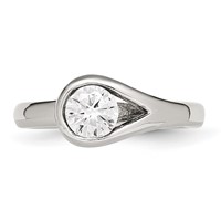 Chisel Stainless Steel Polished CZ Ring view 4
