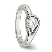 Chisel Stainless Steel Polished CZ Ring view 5
