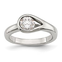 Chisel Stainless Steel Polished CZ Ring view 1