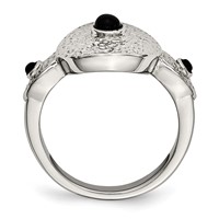 Stainless Steel Polished and Textured Black Onyx Ring view 2