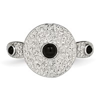 Stainless Steel Polished and Textured Black Onyx Ring view 4