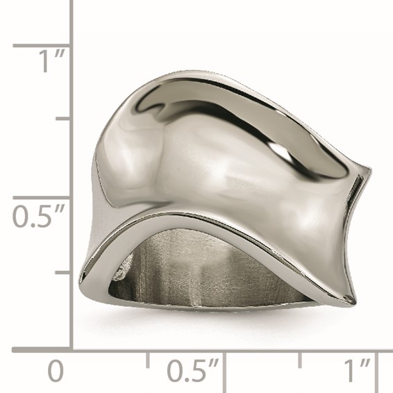Stainless Steel Polished Wave Ring