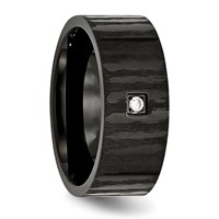 Chisel Stainless Steel Brushed and Polished Black IP-plated Band with CZ 9mm Flat view 5