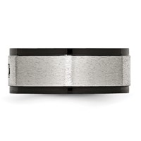 Chisel Stainless Steel Brushed and Polished Black IP-plated Band with Black CZ 9mm view 3