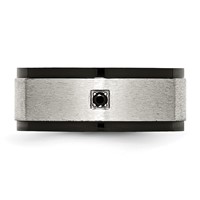 Chisel Stainless Steel Brushed and Polished Black IP-plated Band with Black CZ 9mm view 4