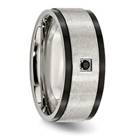 Chisel Stainless Steel Brushed and Polished Black IP-plated Band with Black CZ 9mm view 5