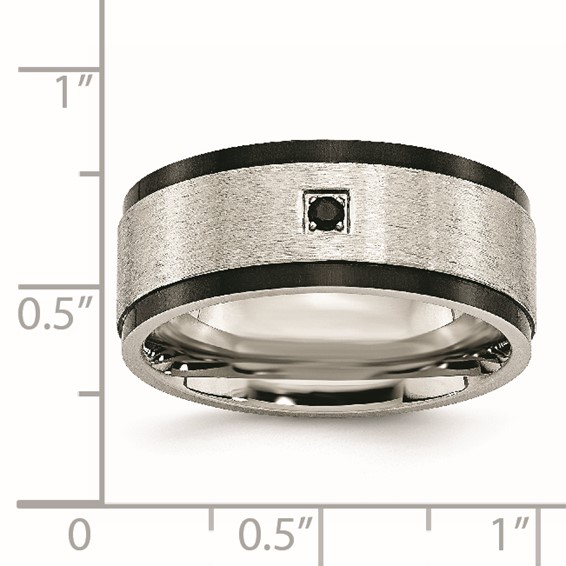 Chisel Stainless Steel Brushed and Polished Black IP-plated with Black CZ 9mm Band
