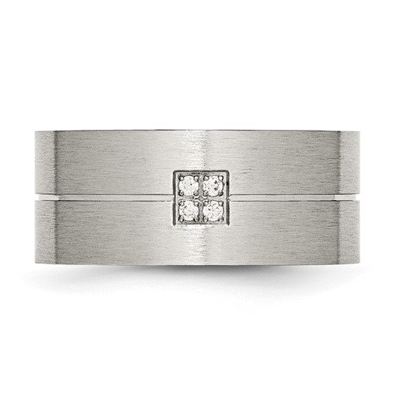 Chisel Stainless Steel Brushed with CZ 10mm Flat Band