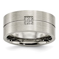 Chisel Stainless Steel Brushed Band with CZ 10mm Flat view 1