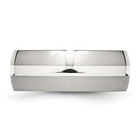 Chisel Stainless Steel Band with Sterling Silver Inlay Polished 8mm view 3