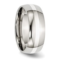 Chisel Stainless Steel Band with Sterling Silver Inlay Polished 8mm view 4