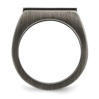 Chisel Stainless Steel Antiqued and Brushed with Black CZ Signet Ring view 2